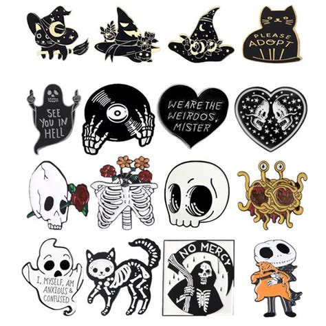 Jandel 10pcs Halloween Enamel Pin Set Punk Cute Pins For Backpacks Gothic Skeleton Vampire Skull