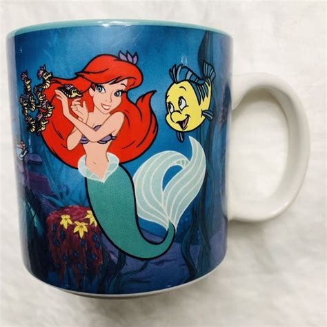 Vintage Disney Classic The Little Mermaid Mug Fully Decorated Teal