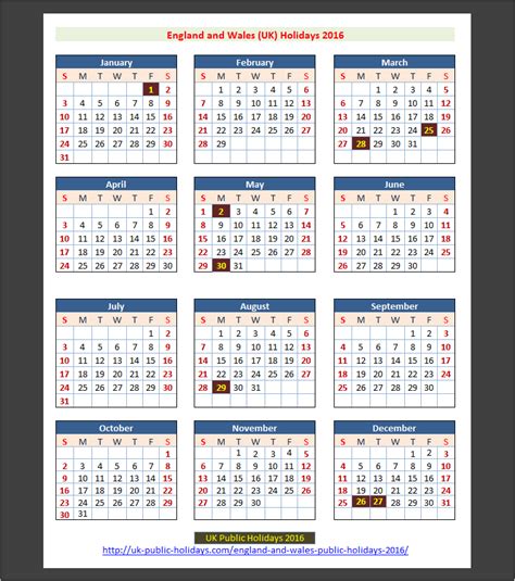 Upcoming public holiday, and calendar of singapore's public holidays for2020,2021 and 2022. England and Wales (UK) Public Holidays 2016 - UK Holidays