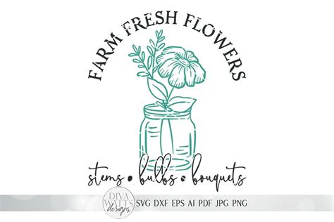 Farm Fresh Flowers Svg Farmhouse Spring Sign Design Dxf And More