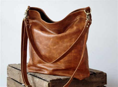 Tan Leather Hobo Bag Large Purse For Women Tote Bag With Etsy UK