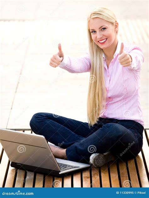 Businesswoman With Thumbs Up Stock Image Image Of Happy People 11330995