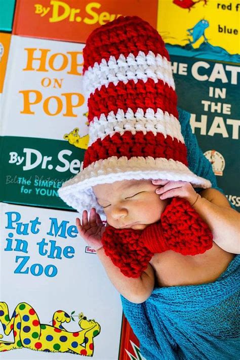 Handmade Cat In The Hat Photo Prop Baby Boy Girl Infant Newborn