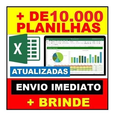 10000 Planilhas Excel 100 Editáveis Frete Grátis Brinde Mercadolivre