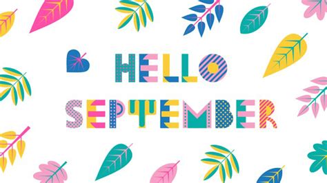 Colorful Hello September Word In White Background Hd September