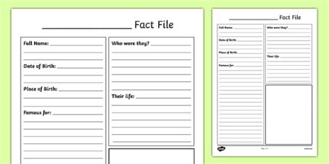Significant Individuals Fact File Template Ks1 Resource