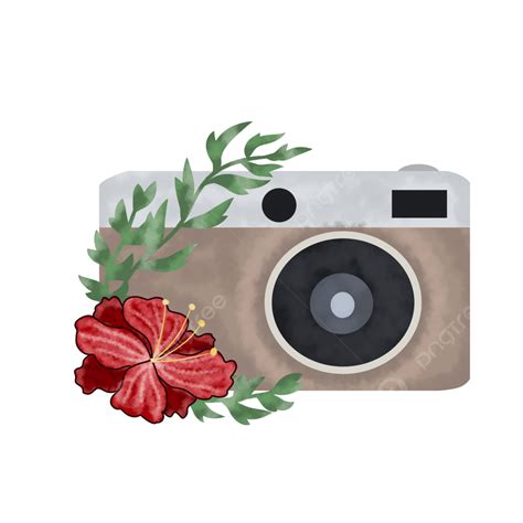 Hand Drawn Watercolor Flower Camera Watercolor Flower Elements