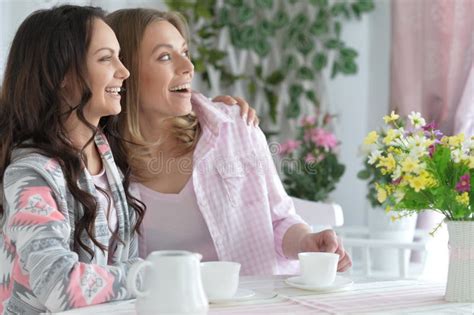 Smiling Friends Drinking Tea Stock Photo Image Of Beautiful Friends