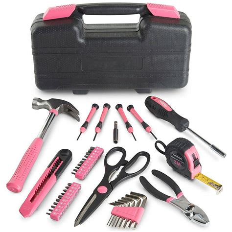 39 Pcs Pink Lady Tool Kit With Carry Case Women Household Craftsman