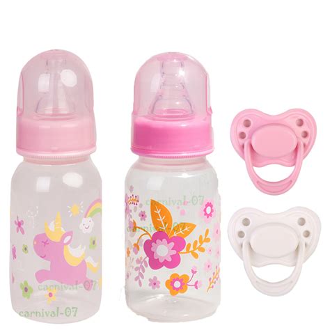 Pink Dummy Magnetic Pacifier Feeding Bottle Set For Baby Reborn Doll
