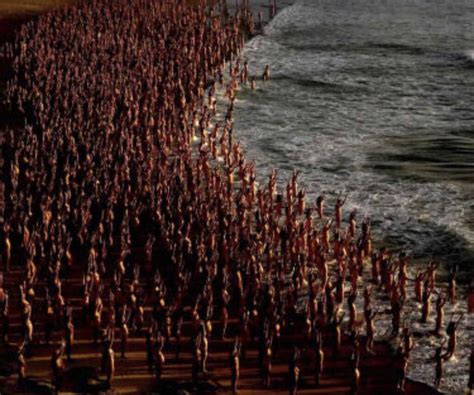 spencer tunick gathers 2 500 volunteers for mass naked photo shoot on bondi beach inside port