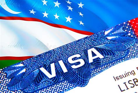 Uzbekistan Visa In Passport Usa Immigration Visa For Uzbekistan Citizens Focusing On Word Visa
