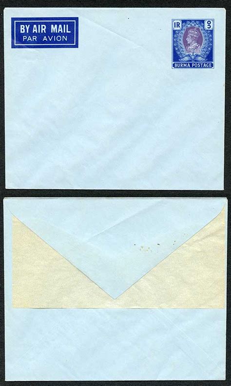 Burma KGVI Postal Stationary R Airmail Envelope Mark Bloxham Stamps Ltd