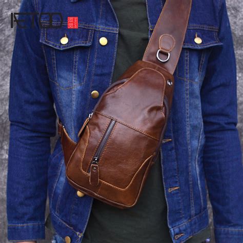 Aetoo Soft Men Genuine Leather Chest Bag Bags Mens Crossbody Shoulder