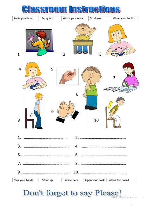 Classroom Instructions English Esl Worksheets For