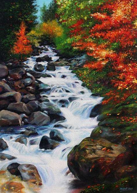 Water Stream By Artist Muralidhar Suvarna Image Painting Mojarto