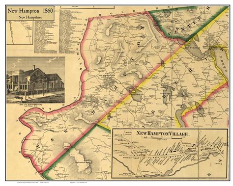 New Hampton New Hampshire 1860 Old Town Map Custom Print Belknap Co