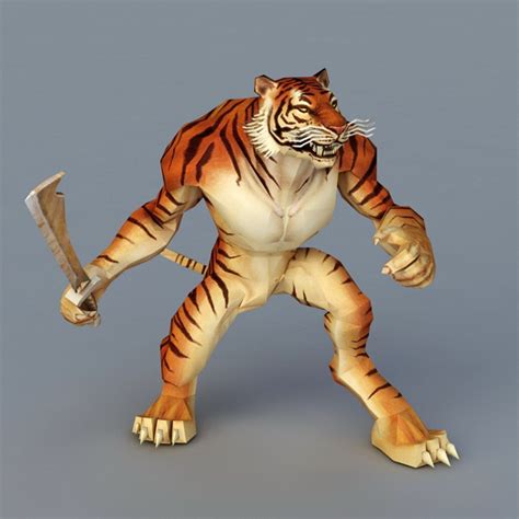 Tiger Warrior With Sword 3d Model 3ds Max Files Free Download