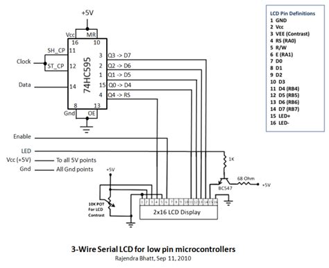 Circuit Diagram 3 Wire Serial Lcd Circuits Using A Shift Register