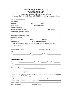 Intake Assessment Example Fill And Sign Printable Template Online