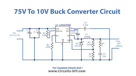 75V To 10V DC DC Buck Converter Circuit