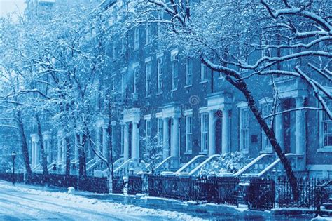 Snowy Winter Scene In The Greenwich Village New York City Stock Photo