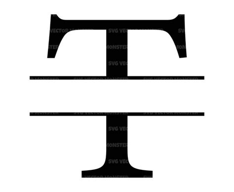 Uppercase T Letter Split Monogram Svg Alphabet Split Name Etsy
