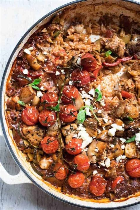 If a lot of oil comes out of the chicken fat and skin, absorb excess oil with a paper towel (note 6). One Pot Baked Greek Chicken Orzo (Risoni) | Recipe | Baked ...