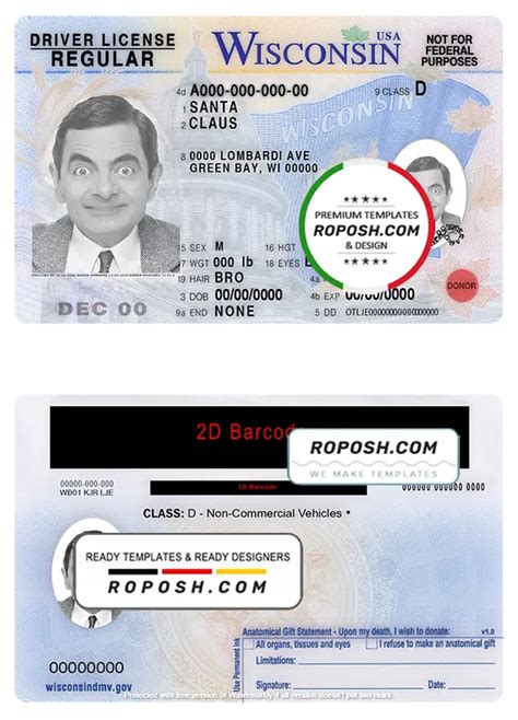 Usa Wisconsin Driving License Template In Psd Format Roposh