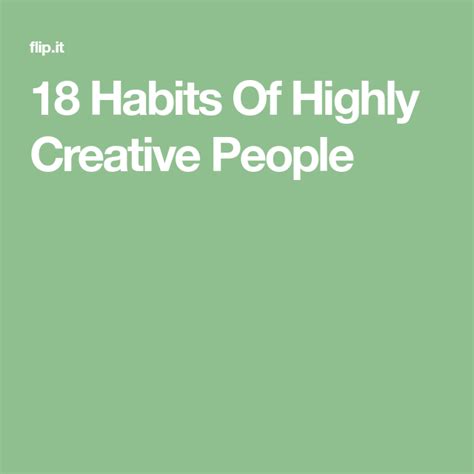 18 Habits Of Highly Creative People