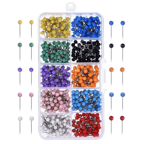 Buy 500pcs Tacks Push Pins Round Beads Head Plastic Decorative