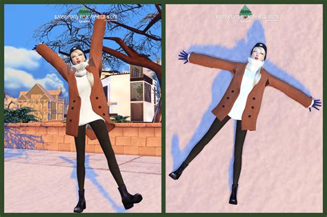 Sims 4 Ccs The Best Snowing Pose Set By Flower Chambers