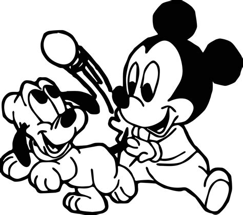 Nice Disney Baby Pluto And Mickey Playing Ball Coloring Page Mickey