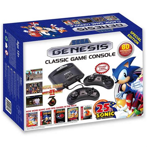 SEGA Genesis Classic Game Console Built In Games With Wired Controllers Walmart Com