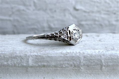 Stunning Vintage Filigree Platinum Diamond Engagement Ring