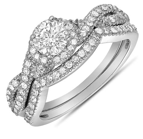 Create your own diamond ring. 2 Carat Round Diamond Infinity Wedding Ring Set in White ...