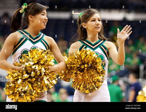 Notre Dame Cheerleaders During Game Action Between The Notre Dame