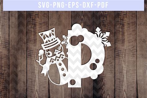 Snowman Font P Paper Cut Template Winter Cutting Svg Dxf 350512