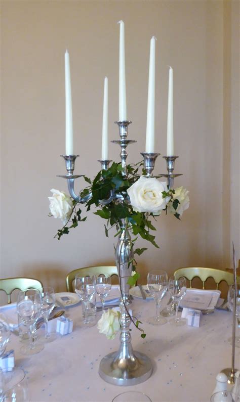 Candelabra At Orchardleigh House With Roses And Ivy Thel
