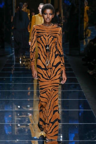 Dress Maxi Dress Runway Animal Print Balmain Paris Fashion Week