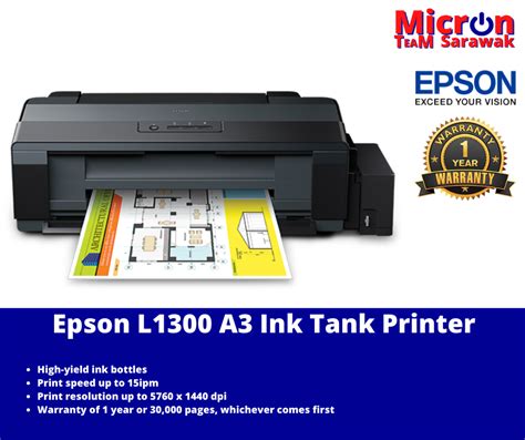 Epson L1300 A3 Ink Tank Printer Low Cost High Volume A3 Printing