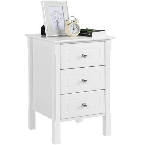 Yaheetech White Bedside Table Modern Bedside Cabinet Wooden Nightstand