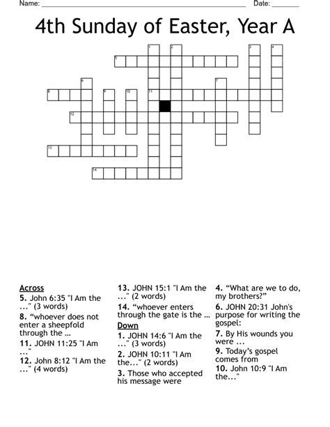 4th Sunday Of Easter Year A Crossword Wordmint