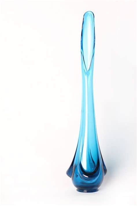 Beautiful Vintage Blue Art Glass Fluted Vase By Trunkcuriosityshop 35