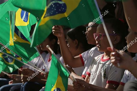 Brazilian Children Sing National Anthem While Editorial Stock Photo