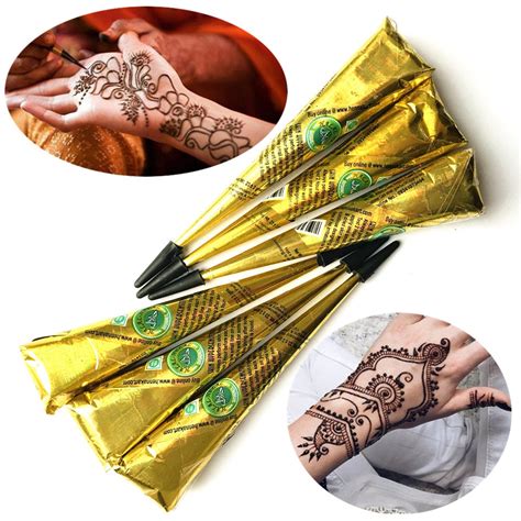 6pclot Henna Tattoo Paste Cones Brown Ink Color Indian Mehndi