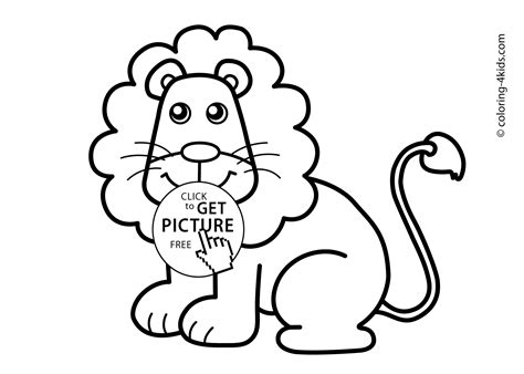 Lion Animals coloring pages for kids, printable free