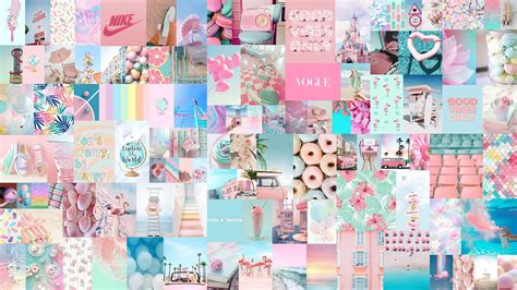 Boujee Pastel Blue Pink Aesthetic Wall Collage Kit Digital Etsy