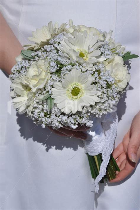 Budget handmade high quality artificial, foam and silk wedding flowers, with great low prices and the finest quality. White Gypsophila & Gerberas Vintage Lace Bridal Wedding ...