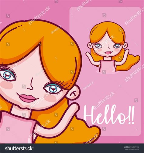 Girl Saying Hello Cartoon Stock Vector Royalty Free 1145573132
